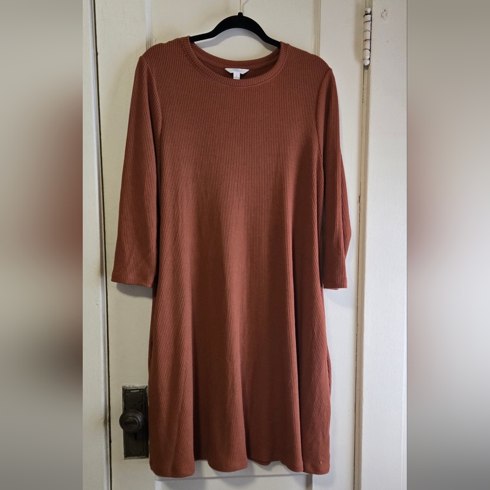Time and Tru Women's Long Sleeve Rust Dress